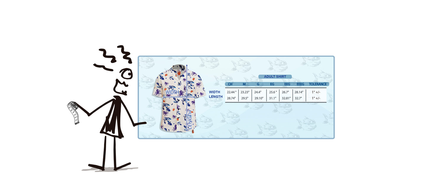 BUTTON-DOWN SHIRT -- OCTOPUS, ANCHORS & PIRAÑAS